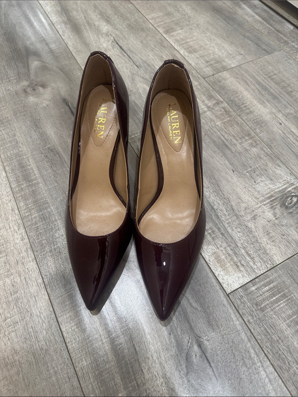 Lauren Ralph Lauren Women's Deep Burgundy Patent Pointed-Toe Pumps
